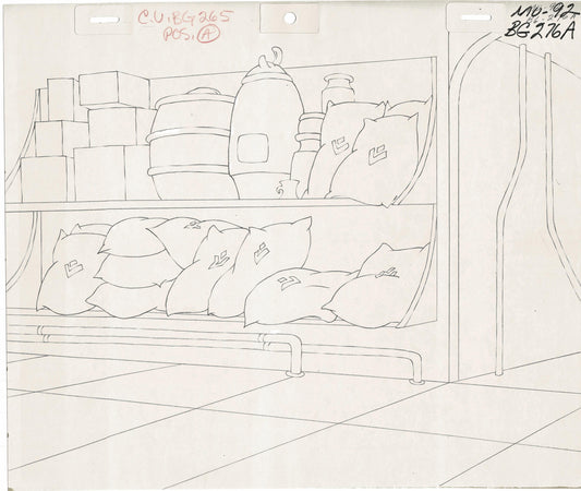 He-Man and the Masters of the Universe Animation Production Pencil Background Drawing Filmation 1980s 72-003