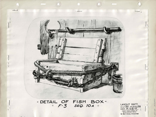 Pinocchio Boat Inside Whale Detail ofFish Box Walt Disney Production Animation Model Sheet 1930s