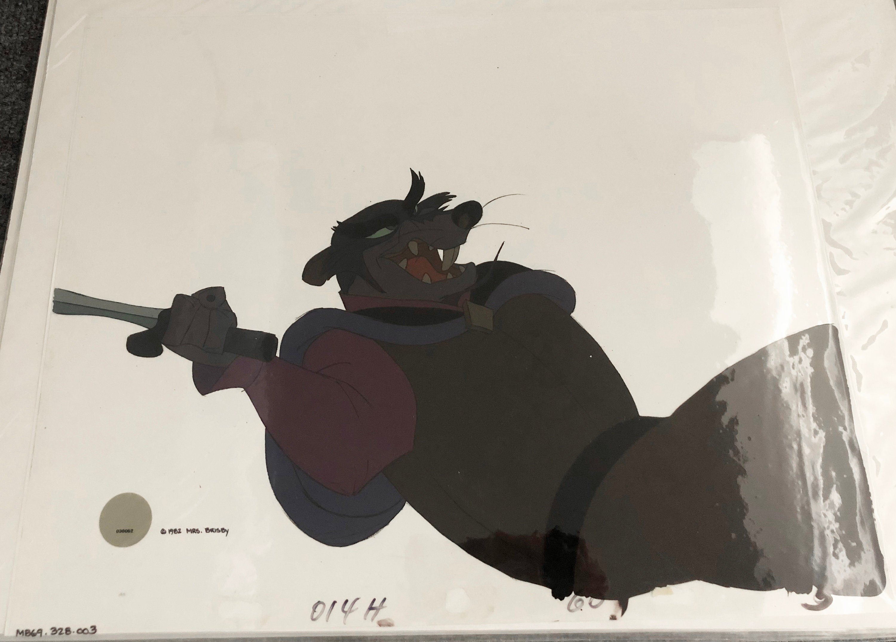 Don Bluth Secret of NIMH Jenner 1982 Original Production Animation Cel Used  to make the cartoon 328-003