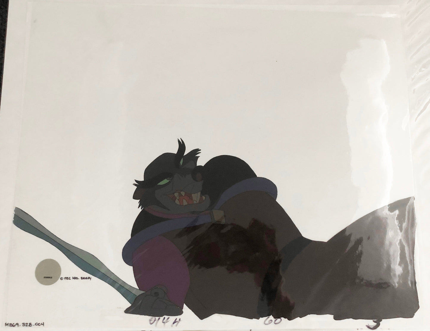 Don Bluth Secret of NIMH Jenner 1982 Original Production Animation Cel Used to make the cartoon 328-004