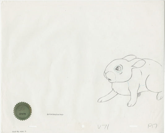 Watership Down 1978 Production Animation Cel Drawing with Linda Jones Enterprise Seal and Certificate of Authenticity 005-003