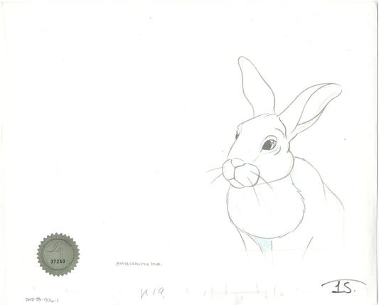 Watership Down 1978 Production Animation Cel Drawing with Linda Jones Enterprise Seal and Certificate of Authenticity 006-001