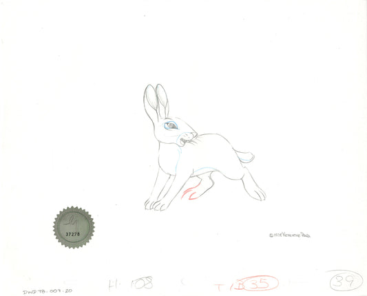 Watership Down 1978 Production Animation Cel Drawing with Linda Jones Enterprise Seal and Certificate of Authenticity 007-020