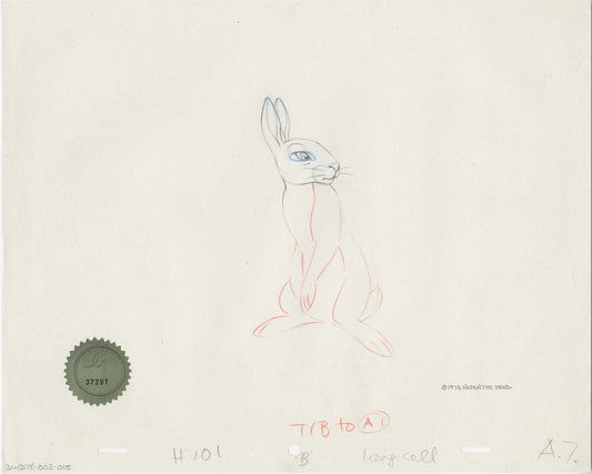 Watership Down 1978 Production Animation Cel Drawing with Linda Jones Enterprise Seal and Certificate of Authenticity 002-015
