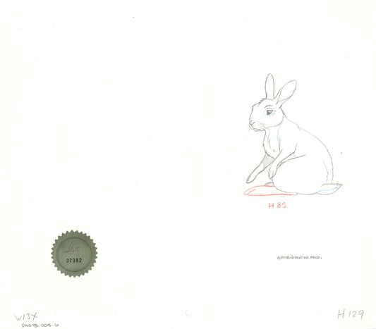 Watership Down 1978 Production Animation Cel Drawing with Linda Jones Enterprise Seal and Certificate of Authenticity 005-006