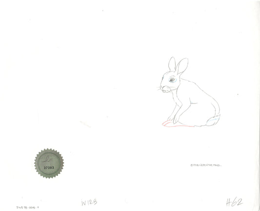 Watership Down 1978 Production Animation Cel Drawing with Linda Jones Enterprise Seal and Certificate of Authenticity 005-007