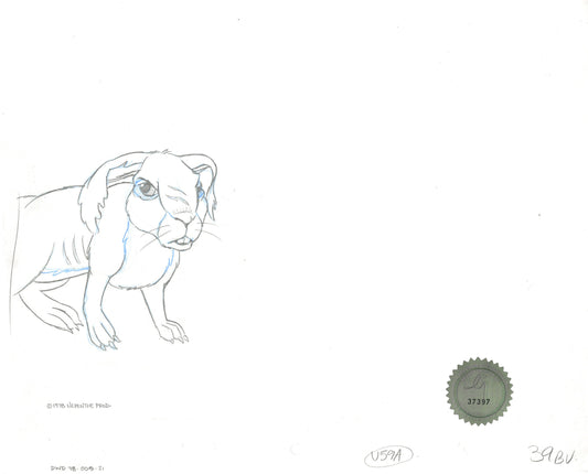 Watership Down 1978 Production Animation Cel Drawing with Linda Jones Enterprise Seal and Certificate of Authenticity 005-021