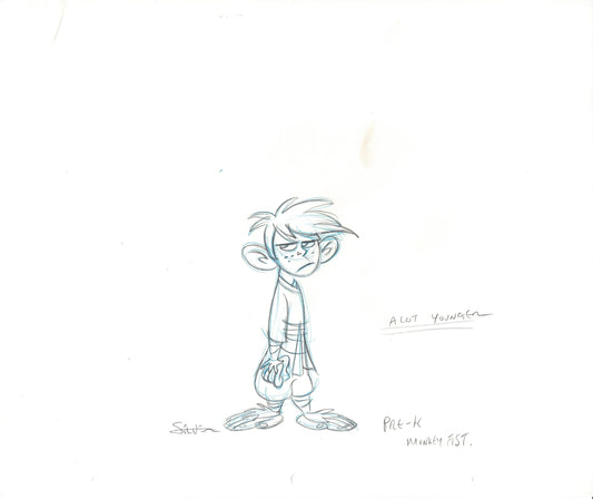 Kim Possible Walt Disney Young Monkey Fist Disney Production Animation Drawing 2002-2007 SIGNED by Stephen Silver s