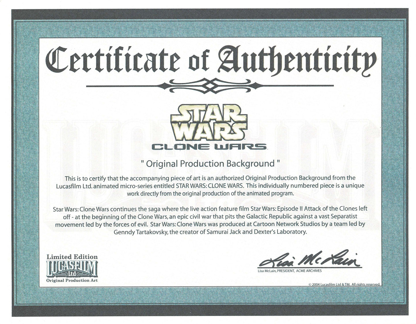 STAR WARS Clone Wars Pan Hand-painted Production Background from Lucasfilm and Cartoon Network 2003-2005 Tartakovsky