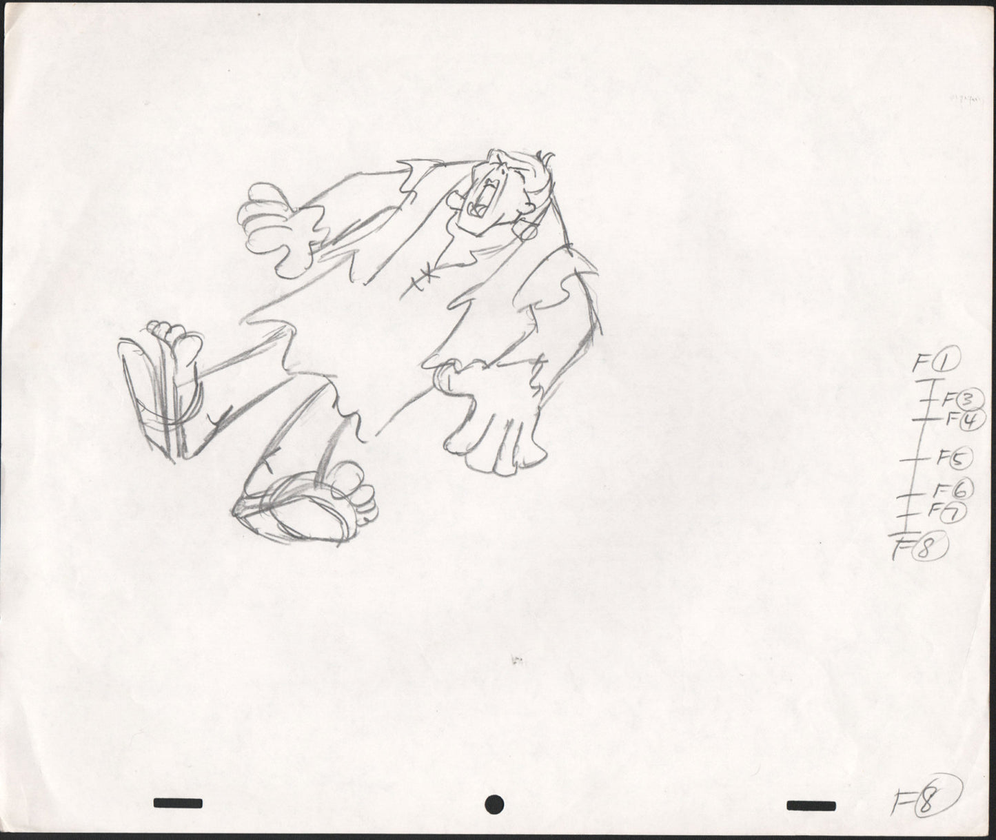 1979 FRANKENSTONE Original Production KEY Drawing from The Flintstones Meet Rockula and Frankenstone