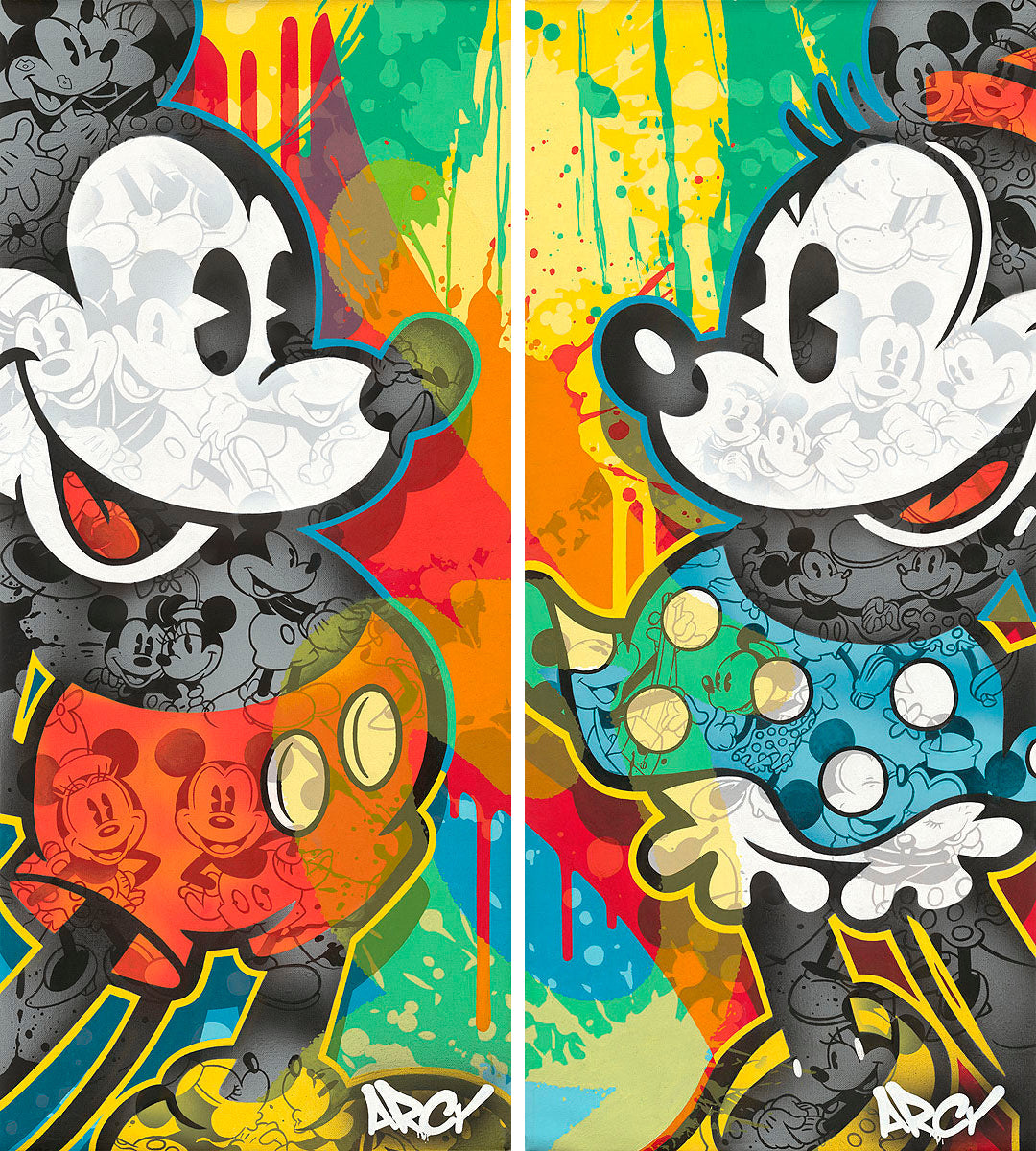 2 Lot Mickey Mouse and Minnie Mouse Disney Fine Art ARCY Signed Limited Edition Prints of 195 on Canvas - I'll Be Your Mickey and Minnie