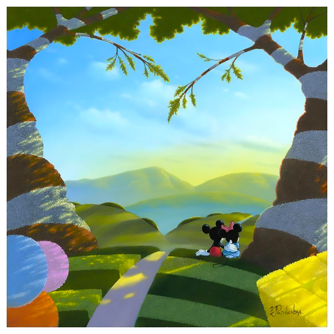 Mickey Mouse and Minnie Mouse Walt Disney Fine Art Michael Provenza Signed Limited Edition of 195 Print on Canvas "Love's Path"