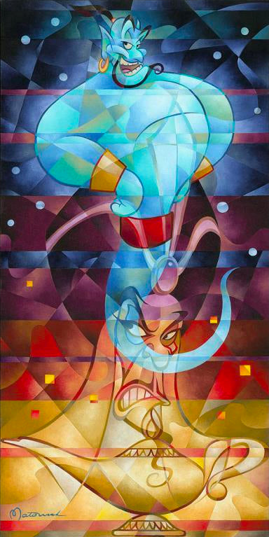 Aladdin The Genie and Jafar Walt Disney Fine Art Tom Matousek Signed Limited Edition of 195 on Canvas "Master of the Lamp"