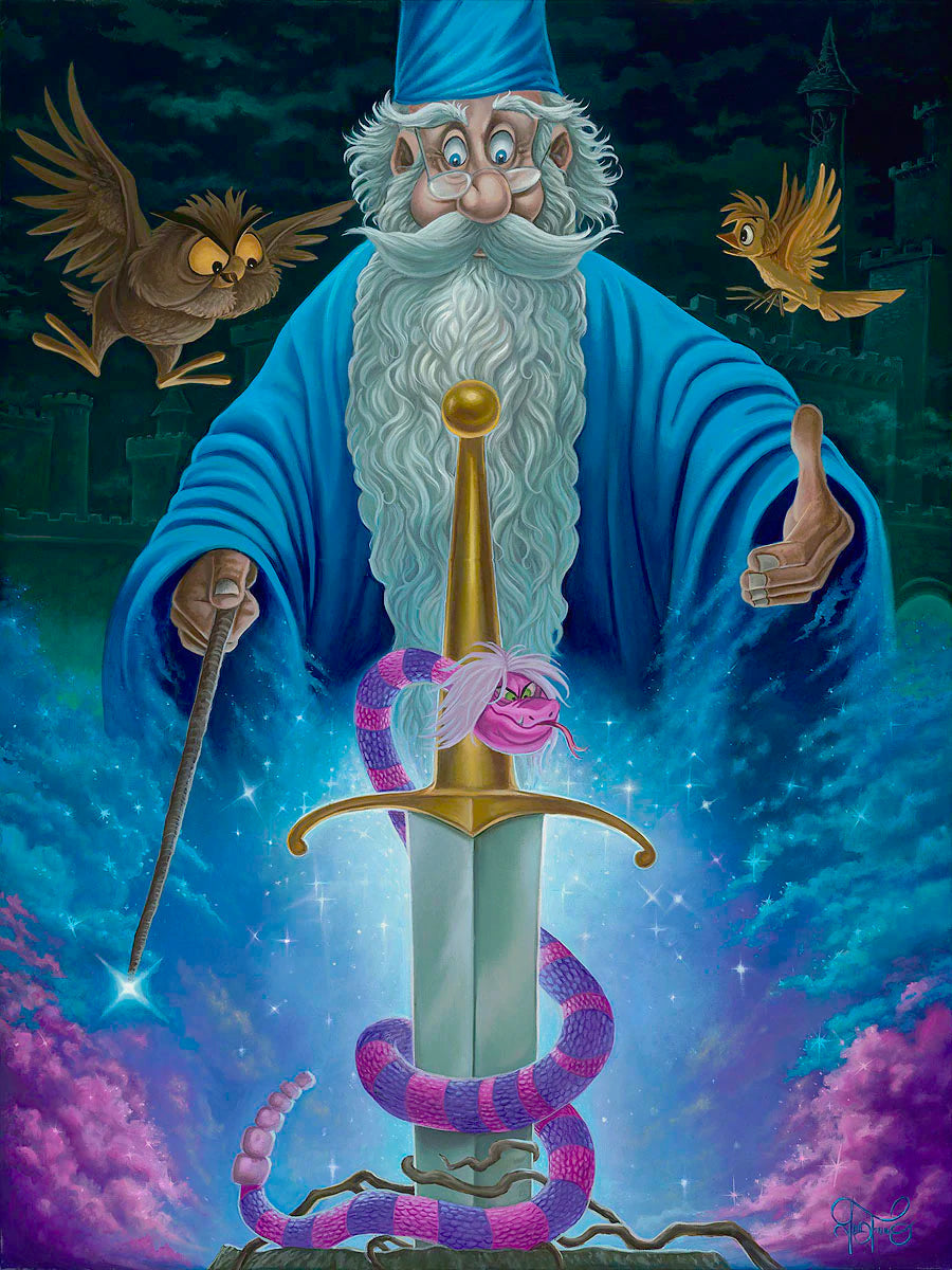 The Sword and the Stone Walt Disney Fine Art Jared Franco Signed Limited Edition of 30 Print on Canvas "Merlin's Domain" - PREMIERE Edition