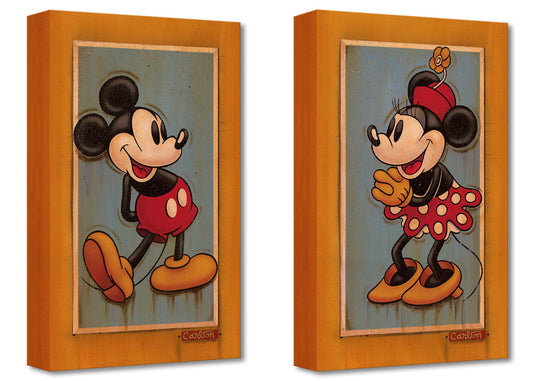 2 LOT: Mickey Mouse & Minnie Mouse Walt Disney Fine Art Trevor Carlton Ltd Ed of 1500 TOC Treasures on Canvas Prints "Vintage"
