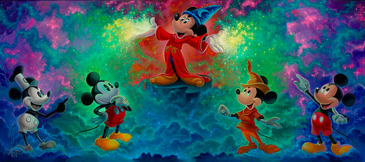 Mickey Mouse Walt Disney Fine Art Jared Franco Signed Limited Edition of 195 Print on Canvas "Mickey's Colorful History"