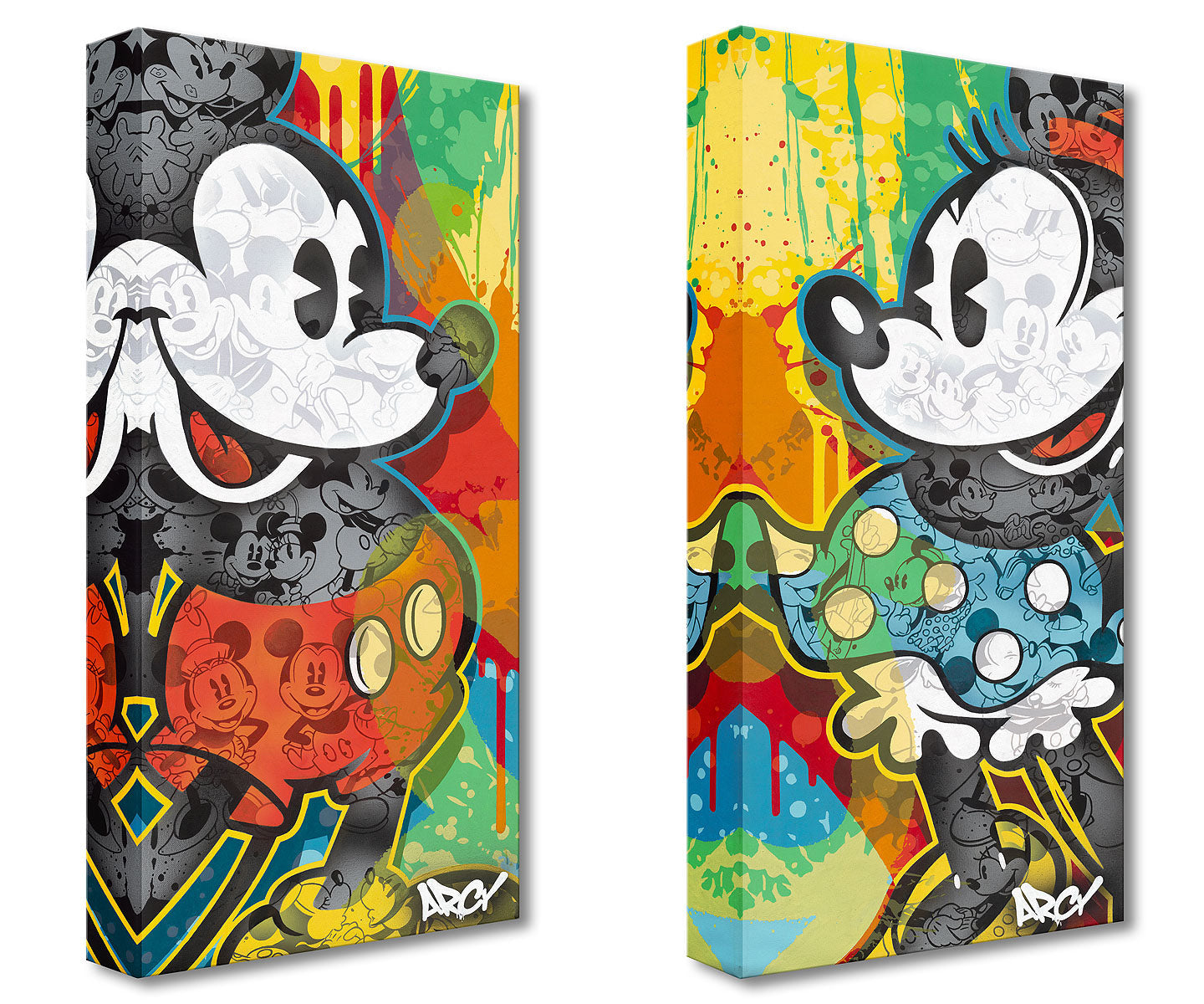 2 LOT Mickey Mouse and Minnie Mouse Walt Disney Fine Art by ARCY Limited Edition of 1500 TOC Treasures on Canvas Print "I'll Be Your"
