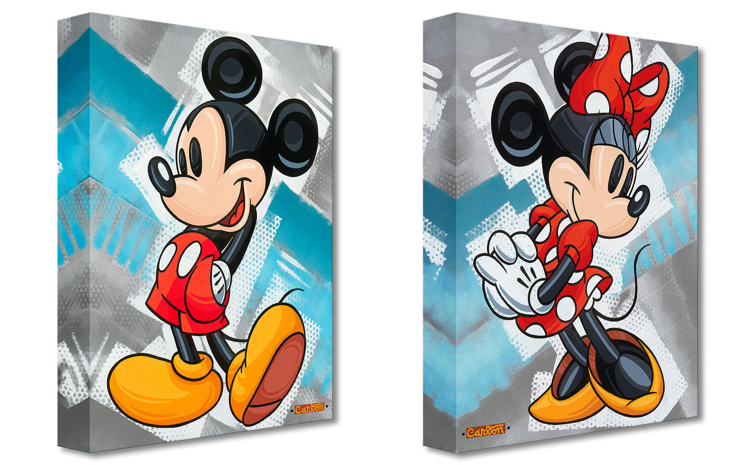 2 Lot: Mickey Mouse and Minnie Mouse Walt Disney Fine Art Trevor Carlton Ltd Ed of 1500 TOC Treasures on Canvas Print "Ahh Geez"