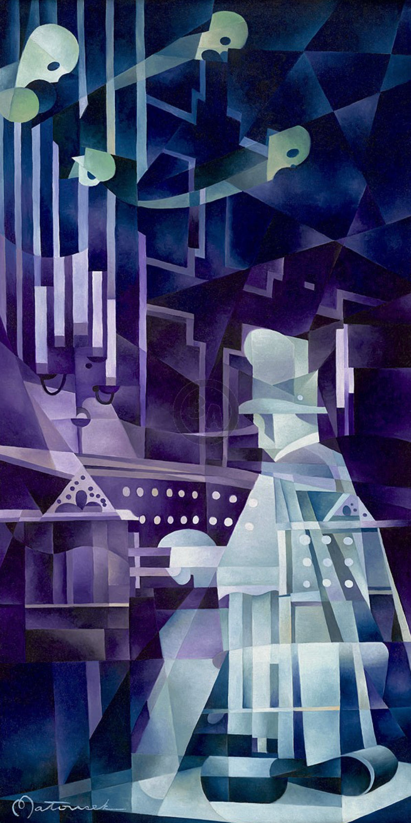 Disney World Walt Disney Fine Art Tom Matousek Signed Limited Edition of 195 on Canvas "The Organist"