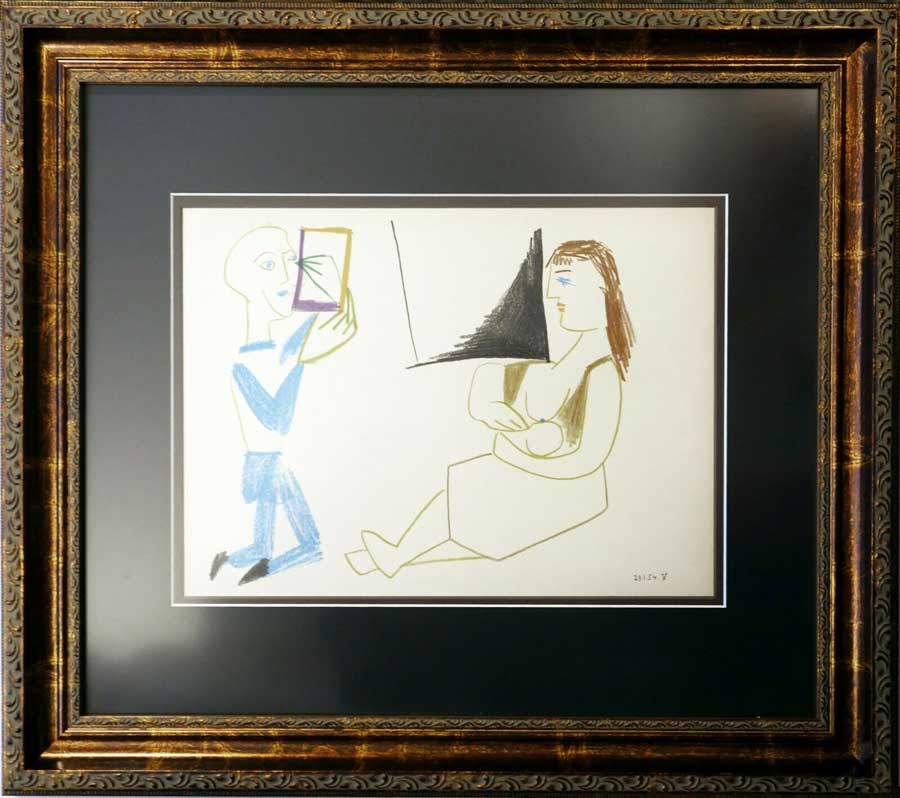 Pablo Picasso First Run Lithograph Print from Verve 1954 Framed Teriade and Mourlot