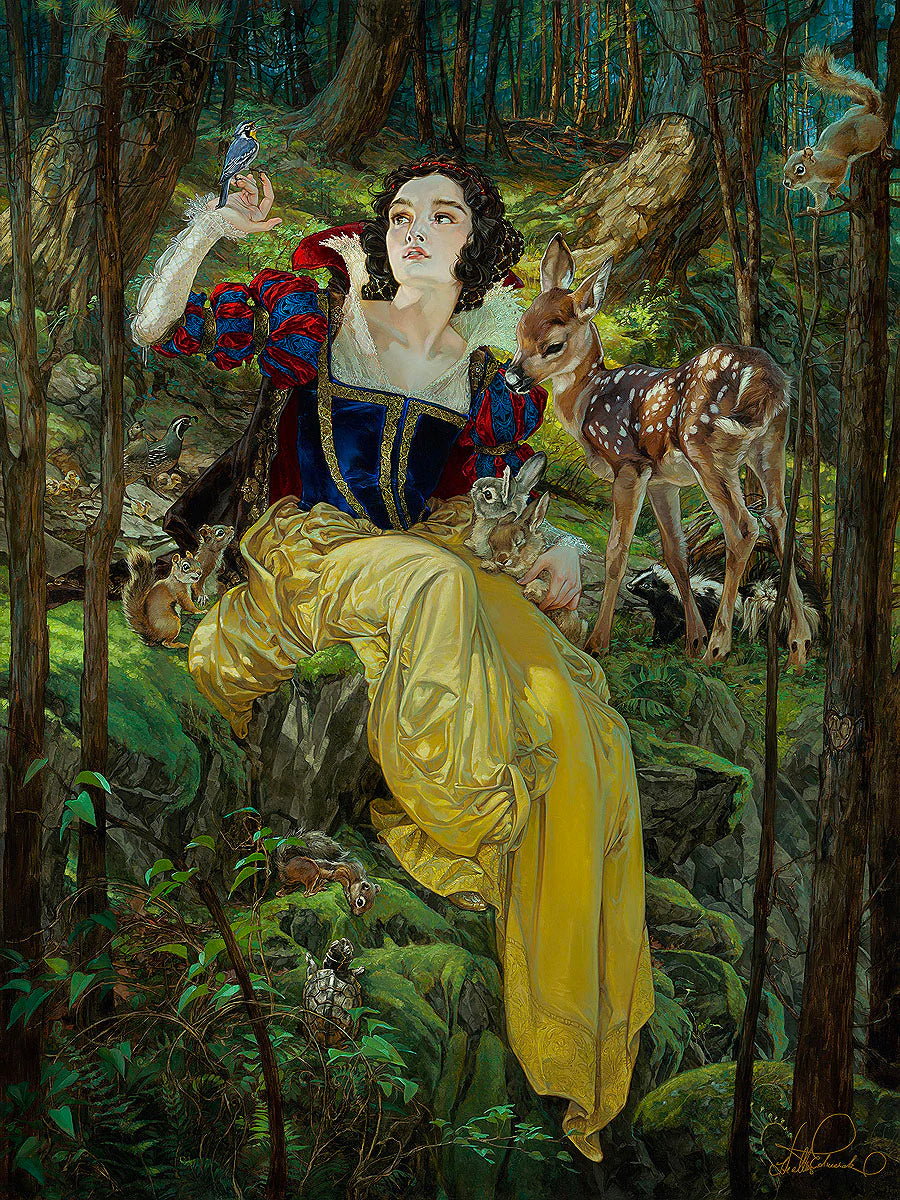 Snow White Walt Disney Fine Art Heather Edwards Signed Limited Edition of 295 on Canvas "With a Smile and a Song"