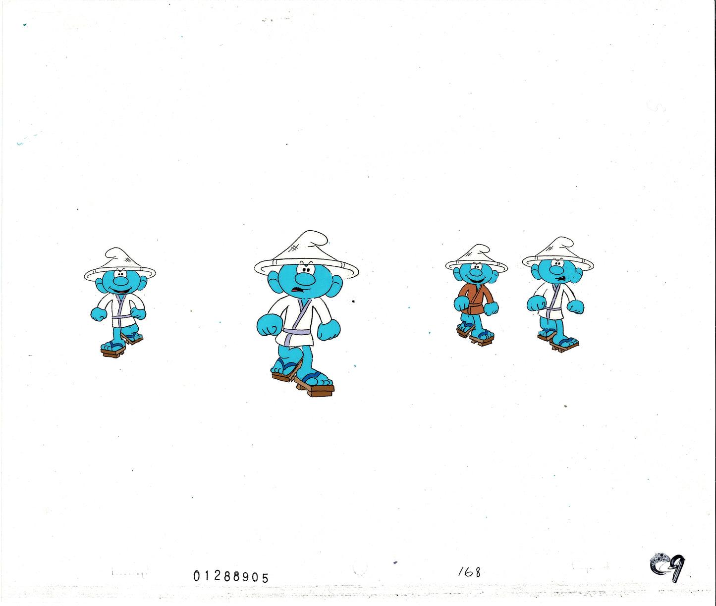 The Smurfs Production Animation Cel and Background OBG Hanna Barbera 1980s Peyo