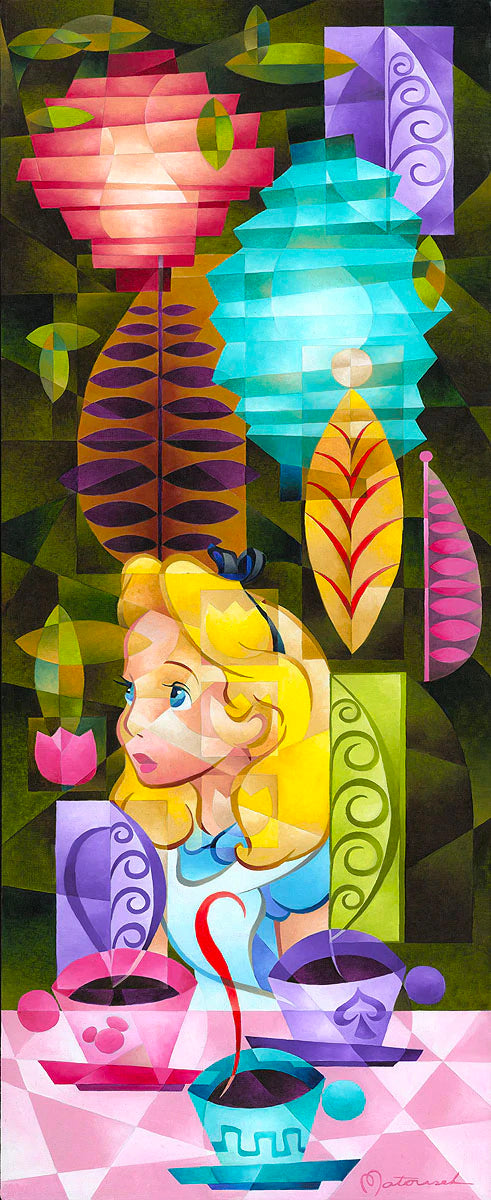 Alice in Wonderland Walt Disney Fine Art Tom Matousek Signed Limited Edition of 195 on Canvas "Tea For Three"