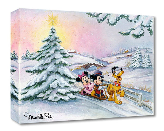 Mickey Mouse Minnie Mouse Christmas Walt Disney Fine Art Michelle St. Laurent Limited Edition of 1500 Treasures on Canvas Print TOC "Winter Sleigh Ride"