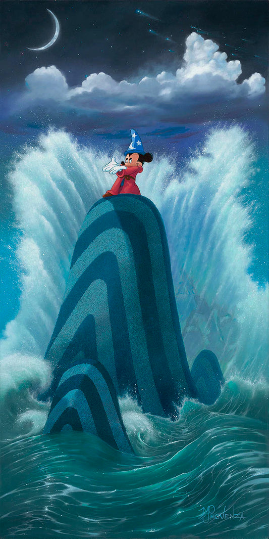 Fantasia Mickey Mouse as the Sorcerer Walt Disney Fine Art Michael Provenza Signed Limited Edition of 195 Print on Canvas "Wave Maker"