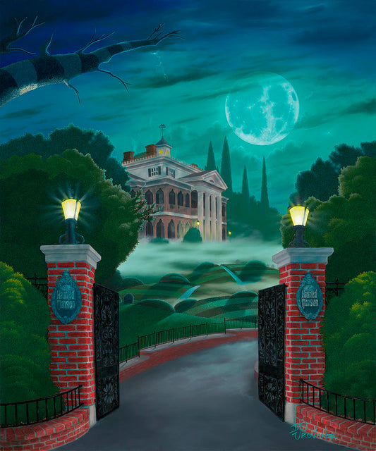 Disneyworld Haunted Mansion Walt Disney Fine Art Michael Provenza Signed Limited Edition of 195 Print on Canvas "Welcome to the Haunted Mansion"